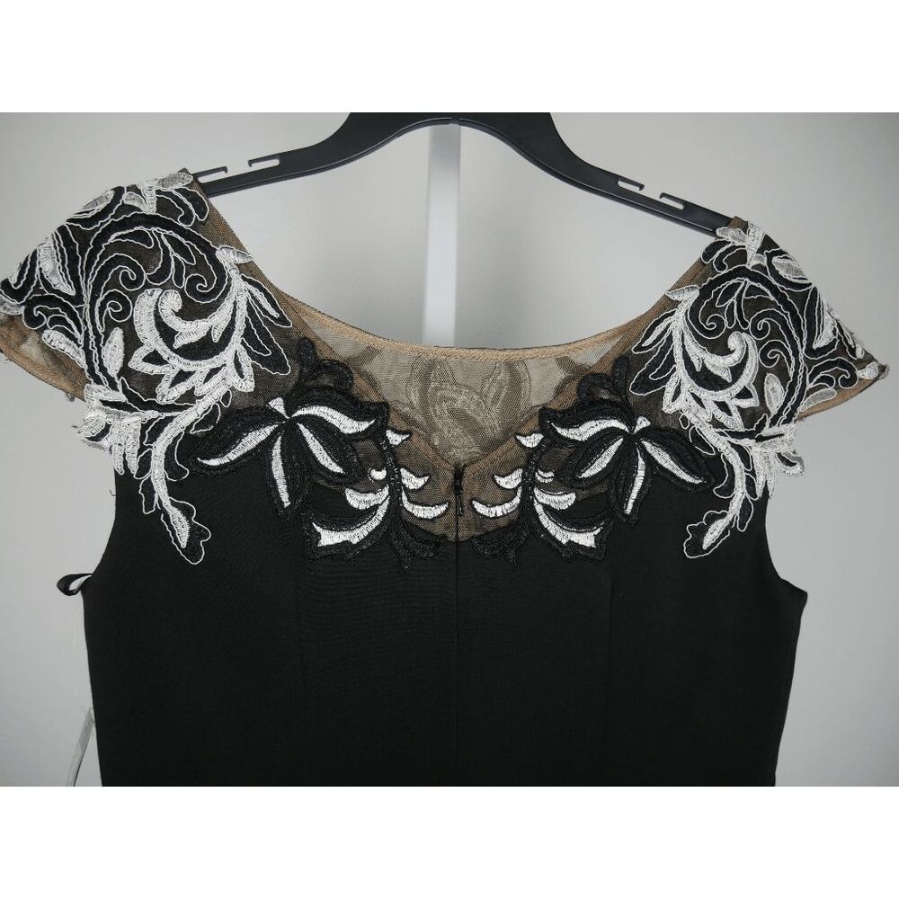 XSCAPE Embroidered Appliqué Scuba Crepe Cocktail Dress Size 6 - Picture 9 of 11